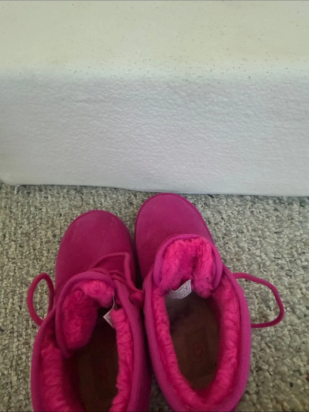 UGG Kids 6 or woman’s 8  Hot Pink Suede Lace-Up Ankle Boots
